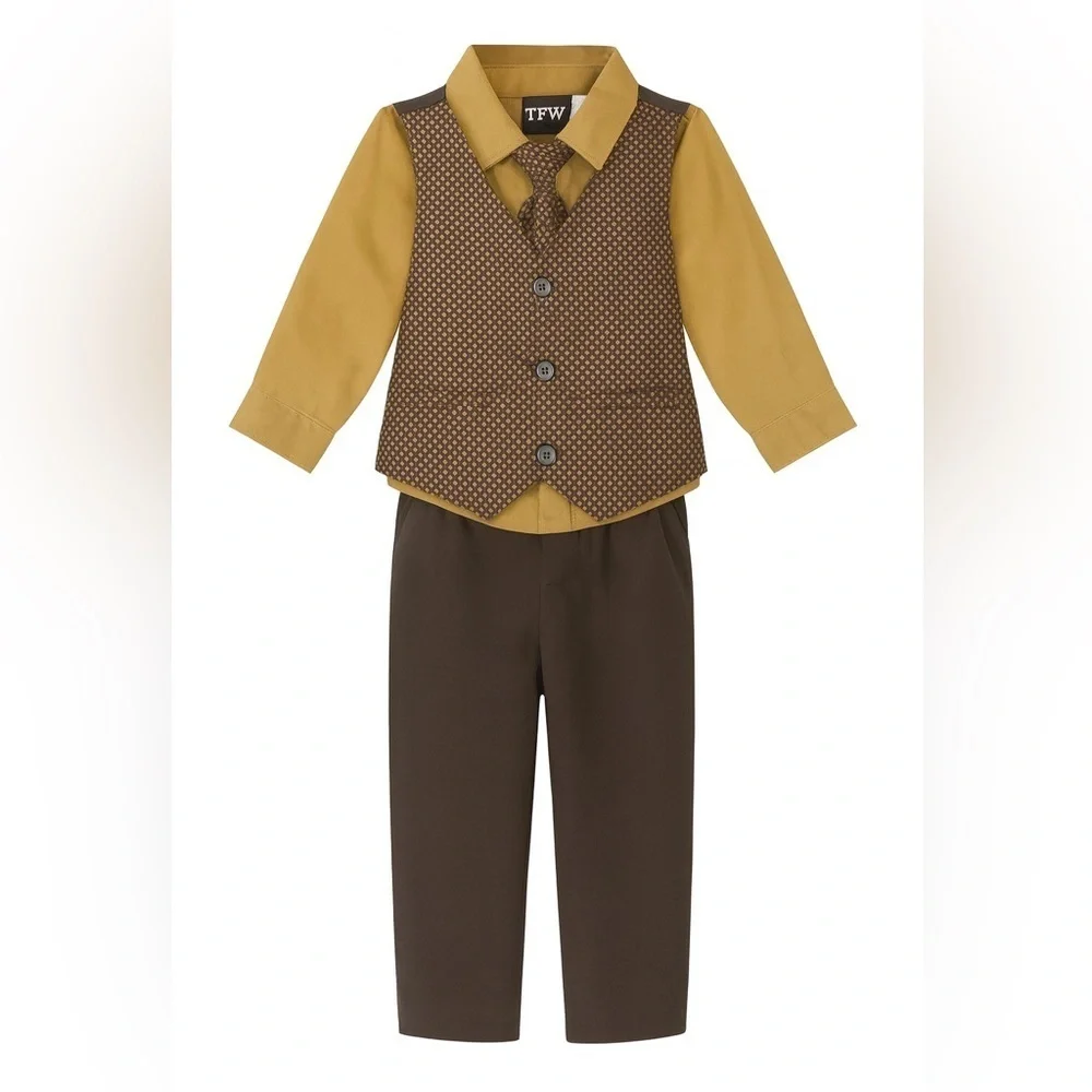 🕴️ TFW Baby Boys 3-Piece Dress Outfit – Size 18 Months 🤎